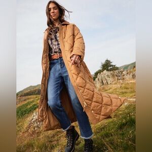 NWT Joules Lagenlook Oakfield Quilted Coat, Tan